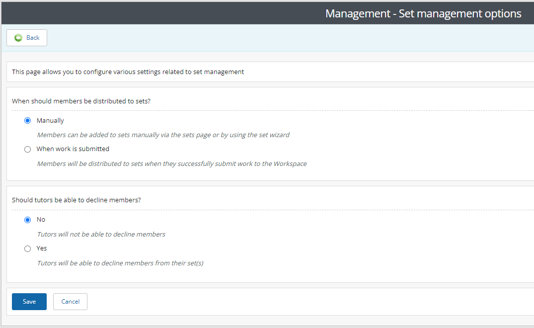ATLAS Set Settings ATLAS Set Settings
